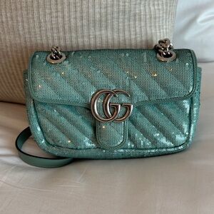 Gucci Aqua Sequin Crossbody Bag